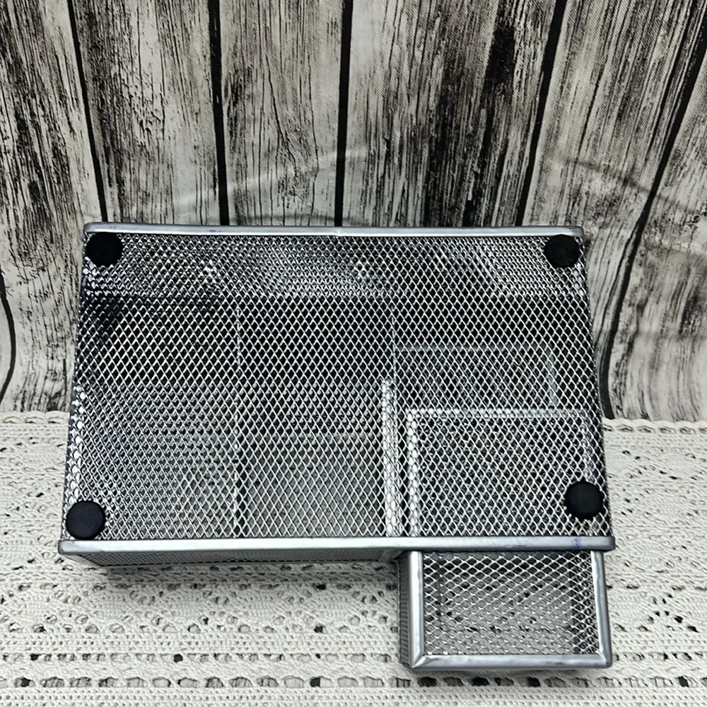 Pink and Gray Mesh Desk Organizer 2 piece set. Organization for papers,pens etc.